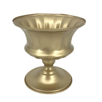 Gold-Toned Metal Vase with Pedestal Base Lustrous Decorative Centerpiece Vase Elegant Floral Display Container Vintage for Table Decoration