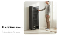 Dustproof Narrow Shoe Cabinet Space Saving Design Bamboo Shoe Cabinet with Doors Strong Load-Bearing Stable Construction for Apartment Dwellers, Homeowners, Families, Hallway, Dorm Room, Bedroom, Balcony