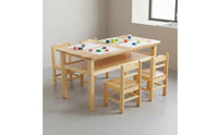 Rounded Corners Solid Wood Kids Table and Chair Set Safe Design Kindergarten Classroom Table Easy to Clean Wooden Craft Desk and Chair Set for Students, Toddlers, Daycare, Playroom