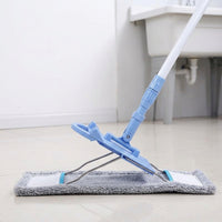 Powder-Coated Iron Floor Mop, Sponge-Type Flat Head Mop with 39x9cm Microfiber Pad, Slot-in System for Hardwood and Tile Floors