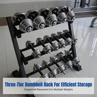 3-Tier Adjustable Dumbbell Storage Rack, Home Fitness Equipment, Steel Weight Stand, Multi-Level Organizer