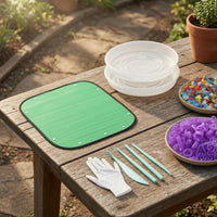 DIY Mosaic Stepping Stone Kit Outdoor Stepping Stone Mold Set Waterproof Mat Round Mold Kit Alphabet Molds
