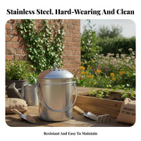 Stainless Steel Compost Bin Activated Carbon Replacement Countertop Compost Bin Indoor Food Scrap Collector Rust
