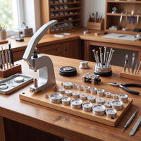 Watch Case Press Tool Bench-Watch Press with Wooden Base for Professionals for Hobbyists