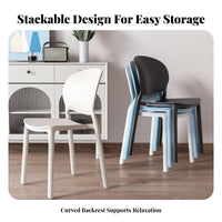 Molded Backrest Seat Stackable Armless Side Chair Thickened Construction Household Furniture for Adults, Homeowners, Dining Room, Kitchen, Home Office