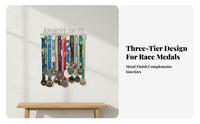 No-Drill Installation Sports Medal Display Rack Stainless Steel Wall Mounted Medal Hanger Rust Resistant for Runners, Bedroom, Study, Office