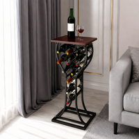 Black Metal Wine Rack, Freestanding Wine Bottle Holder, Modern Matte Finish for Kitchen & Small Spaces, 38x30.5x84cm