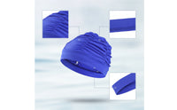 Ruched Pleated Swim Cap Stretchable Material Swim Cap Stretchy Swimming Hat Easy to Wear for Hot Springs