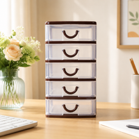 Mini drawer organizer, transparent storage box with lid, 5L capacity, for desk & office