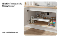 2-Tier Expandable Under-Sink Shelf Easy to Install Cabinet Organizer for Renters