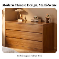 Modern Chinese Design 6-Drawer Double Dresser Large Capacity 6-Drawer Wide Dresser Multifunctional Design Chest of Drawers Sturdy Construction for Homeowners, Families, Bedroom, Living Room, Entryway, Hallway