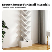 Narrow silhouette Tree-Shaped bookshelf Space-Saving bookshelf space-efficient Size Storage Rack Sturdy Construction for Apartment Dwellers, Students, Office Workers, Small Spaces, Dorm Room, Bedroom