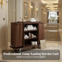 Guest Linen Cart Large Storage Space Versatile Utility Trolley Detachable Bags Commercial Cleaning Cart with Wheels for Cleaners, Janitors, Hotels