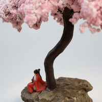 Miniature Cherry Blossom Tree Model Freestanding Flowering Cherry Tree Miniature Realistic Display Decor for Micro-Landscape