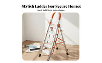 Foldable Folding Step Ladder Space-Saving Multi-Purpose Folding Ladder Anti-Slip Steps Portable Step Stool with Handle Stable for Homeowners, Adults, DIY Enthusiasts, Indoor, Kitchen, Garage, Garden