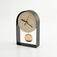 Freestanding Desktop Clock Ornament Sculptural Clock with Standing Base Analog Sophisticated for Shelf, Office, Study
