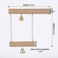 Parrot Swing with Claw Grinding Perch and Rope Perch, Striped Solid Lumber Feathered Cage Accessory with Bells for Parrot Parakeet, 138 Characters