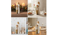 New Mom Mother and Child Figurine Hand-Carved Look Mother and Child Statue Wood-Like Resin Figurine with Engraved Base First Time Mothers for Collectors, Shelf, Desk, Memorial Display