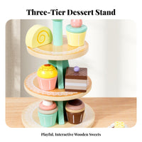 Role-Playing Fun 3-Tier Dessert Stand Toy Inspires Creativity Toy Dessert Structure Child-Safe Materials Play Cake and Cupcake Stand Polished Rounded Edges for Children, Toddlers, Birthday Party, Playhouse, Playroom