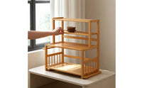 Countertop Shelf Organizer Space-Saving Kitchen Countertop Rack Compact Wooden Storage Rack for Apartments
