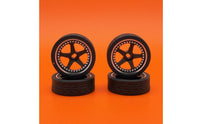 1/28 RC Car Wheels and Tires Five-Spoke RC Car Wheels Rubber Tires Lightweight for Hobbyists