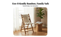 Space-Saving Bamboo Backrest Chair Simple Design Foldable Dining Chair Long-Lasting Collapsible Wooden Seat Sturdy for Homeowners, Students, Seniors, Living Room, Balcony, Kitchen, Office