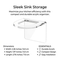 Bathroom Sink and Kitchen Accessory Set of 2, Clear Acrylic Organizer for Countertop or Wall, Easy Clean Sponge Holder for Students