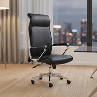 Adjustable Height High Back Executive Chair Thick Padded Cushion Leather Executive Chair Support Scratch-Resistant for Managers