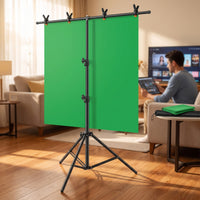 Backdrop Stand with Green Screen Adjustable Green Background Set with Stand Portable Photo Greenscreen Background for Video Filming