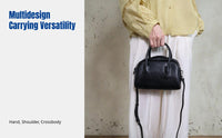Genuine Leather Bowling Bag, Women's Pillow Handbag, Minimalist Shoulder Crossbody, Soft Cowhide, 2025