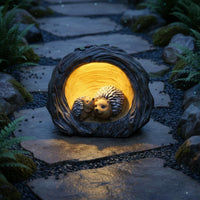 Lighted Creature Decoration Waterproof Resin Hedgehog Statue Illuminated Resin Hedgehog Figurine Weatherproof Outdoor Lighting
