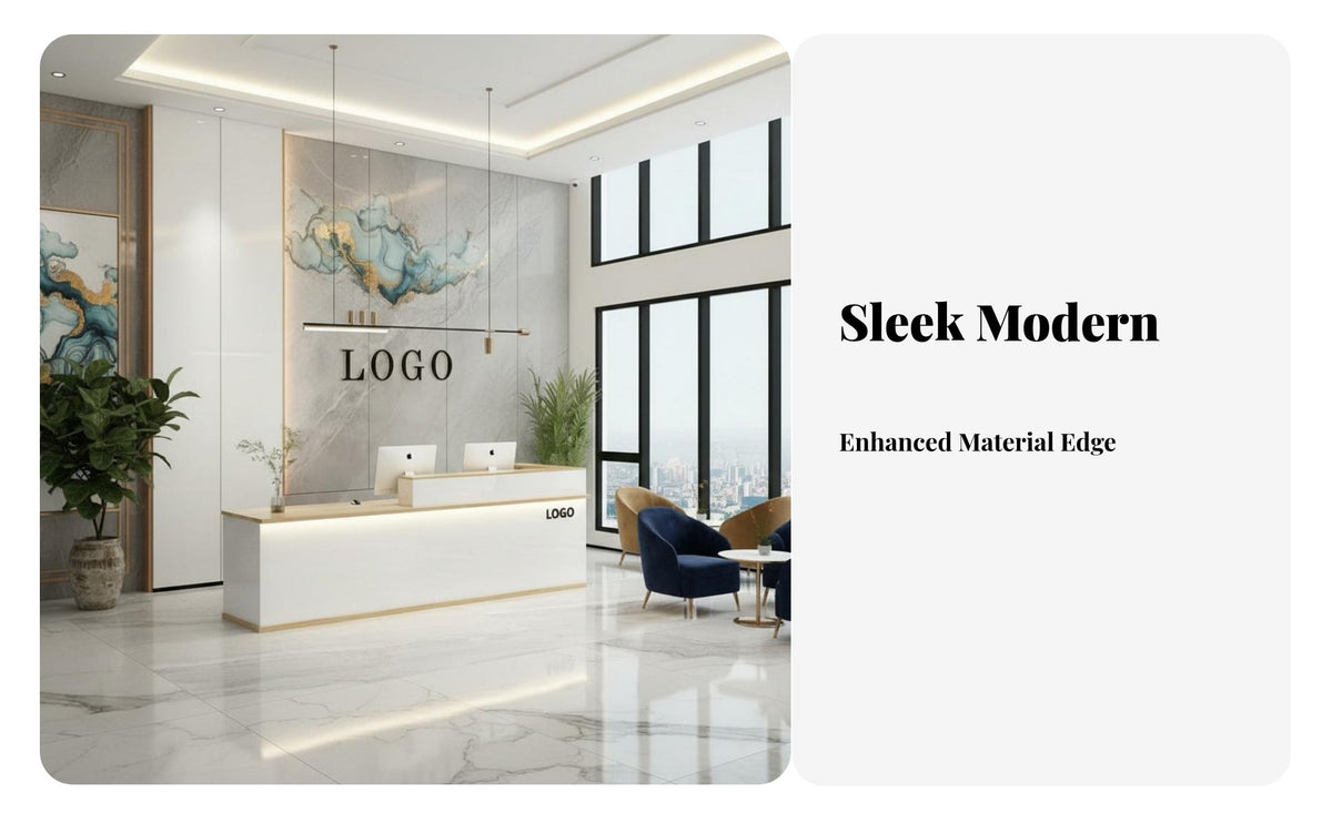 Wide Countertop Marble Pattern Cashier Counter Heavy Duty Company Reception Table Smart Layout Modern Reception Desk Easy Assembly for Receptionists, Business Owners, Retailers, Hotel, Medical Practice, Lobby, Retail Shop