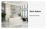 Wide Countertop Marble Pattern Cashier Counter Heavy Duty Company Reception Table Smart Layout Modern Reception Desk Easy Assembly for Receptionists, Business Owners, Retailers, Hotel, Medical Practice, Lobby, Retail Shop