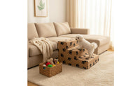 Washable Cover Foldable Pet Stairs Easy Assembly Soft Cat Stairs Sturdy Design Plastic Pet Ladder for Bedside