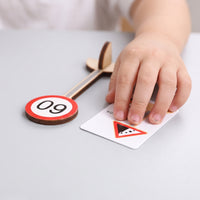 Wooden Traffic Signs with Stands Interactive Wooden Traffic Signs Playset Learning Toy Imaginative Set Open-Ended
