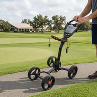Aluminum Alloy 4 Wheel Golf Push Pushcart Black Four-Wheel Golf Trolley Lightweight Outdoor Gear