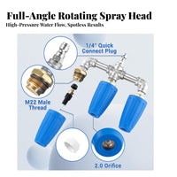3-in-1 Turbo Nozzle Head Leak Proof High Pressure Washer Sprayer Head Long-Lasting for DIYers, Vehicle Washing, Decks, Patios