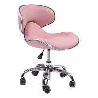 Padded Technician Chair with Wheels Low Back Support Rolling Salon Chair Silver Metal Base Commercial Furniture for Nail Technicians, Hairstylists
