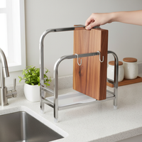 Thickened 304 Stainless Steel Cutting Board Holder with Lid Storage for Kitchen Countertop, No Installation Required