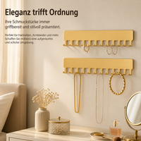 Jewelry organizer for teenagers, hanging metal jewelry stand, space-saving jewelry storage without drilling for bedroom, Gold