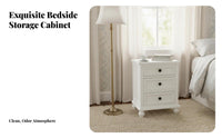 US-inspired and design typeDrawer Nightstand Sturdy Construction 3-Drawer Bedside Cabinet Spacious surface Bedroom Furniture Easy Assembly for homeowners, Apartment Dwellers, Students, Small areas, Guest Room, Office