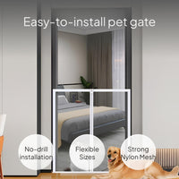 Indoor Pet Gate Mesh Barrier, No-Drill Installation