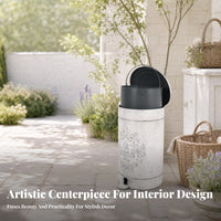Vintage-Style Pedal Trash Can Distressed Finish Metal Trash Can Embossed Floral Garden Container Handshands-Off