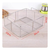 Fine Mesh Stainless Steel Fry Basket Rectangular Deep Fryer Basket Flat Base Kitchen Tool Reinforced Rim