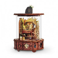 Music Box with Display Cover Wooden Miniature Music Box Small-Scale Decor for Hobbyists, Crafters, Bookshelf, Study Room