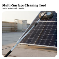 Photovoltaic Panel Cleaning Tool Adjustable Height Extendable Pole Cleaning Brush 180° Rotatable Head Photovoltaic Panel Washing System for Outdoor