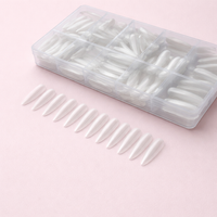 Transparent Nail 300 Pieces, Half Cover Artificial for Manicure Salon Use Thin No Filing False with Glue