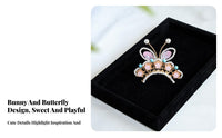 Traditional Chinese Attire Hair Jewelry Adorable Hare Ear Pearl Hair Crown Elegant Design Chinese Design Butterfly Tiara for Girls, Photo Shoots
