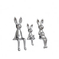 Hare Family Figurines Electroplated Shiny Hare Decor Glossy Mini Bunny Ornaments