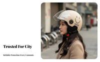 Electric Bike Helmet with Visor 3C Certified Lightweight Half Shell Helmet Four-Season Use Secure Headwear for Women, Commuting, City Riding